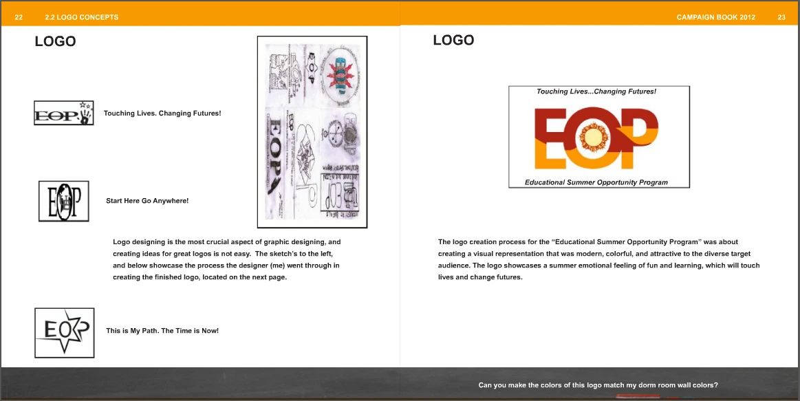 Campaign book page — Logo Concepts