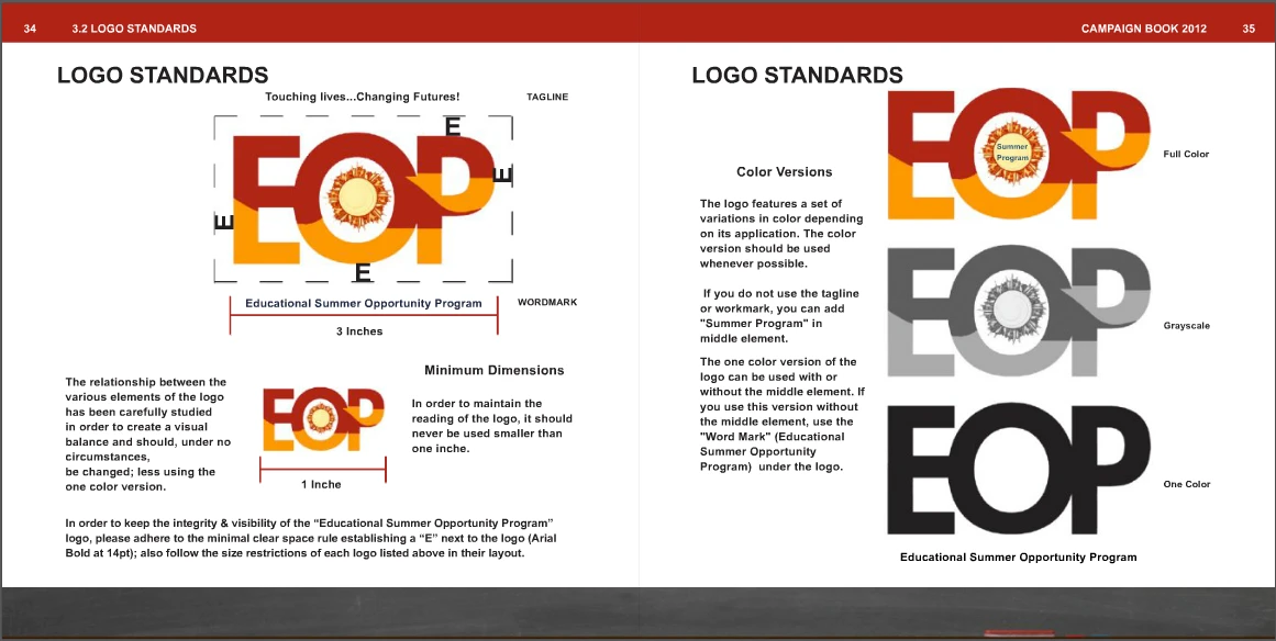 Campaign book page — Logo Standards