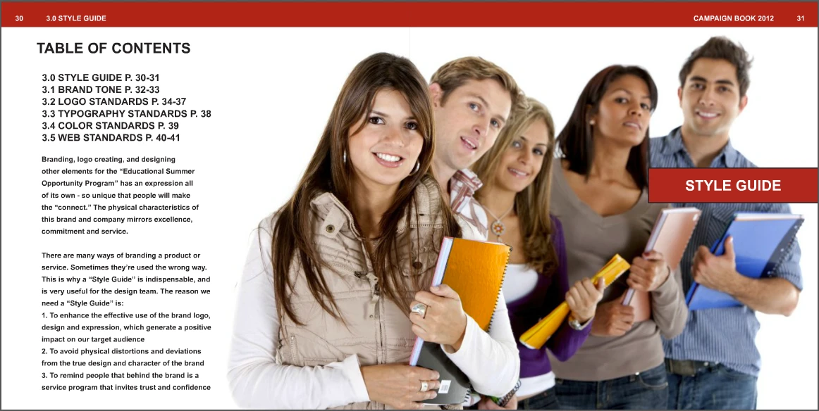 Campaign book page — Style Guide