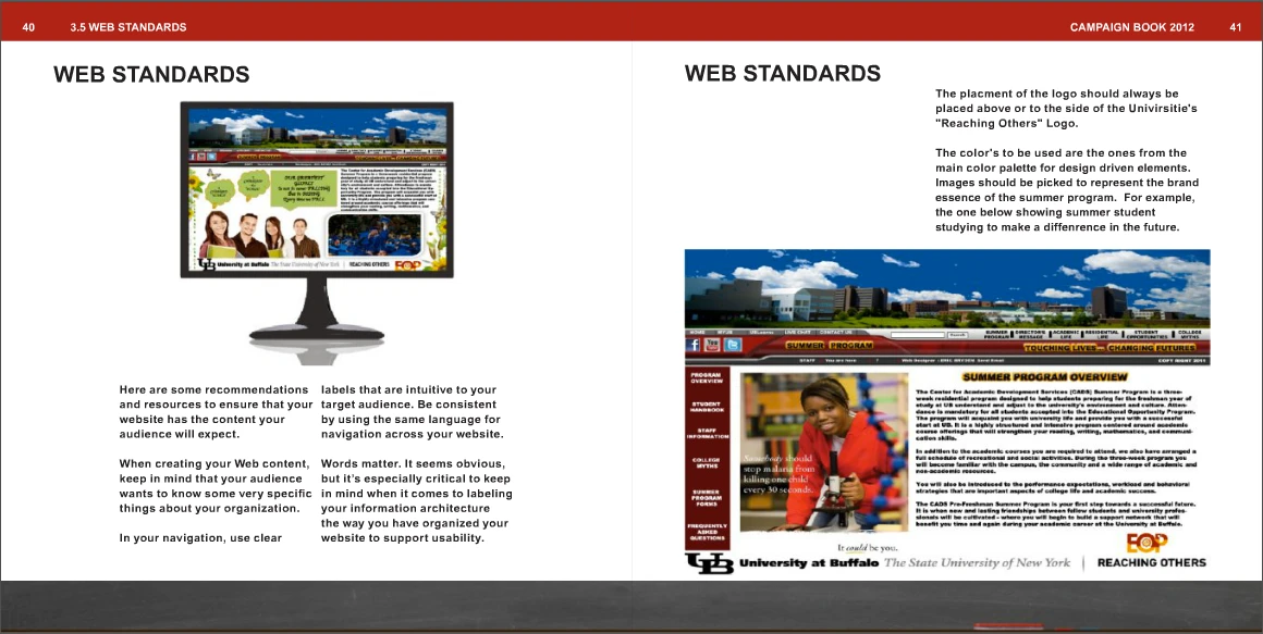 Campaign book page — Web Standards