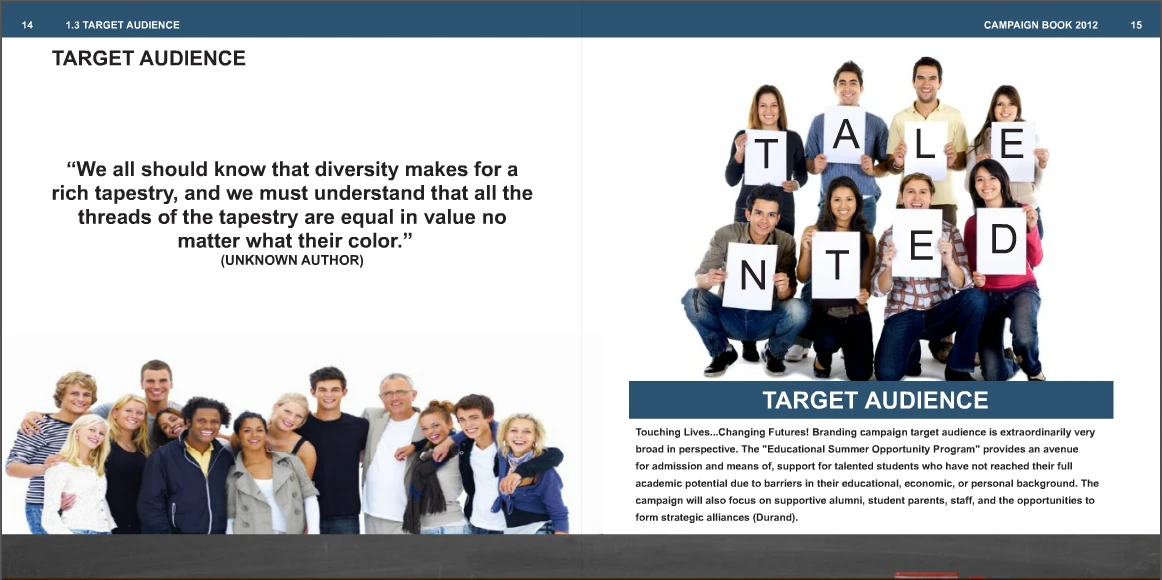 Campaign book page — Target Audience
