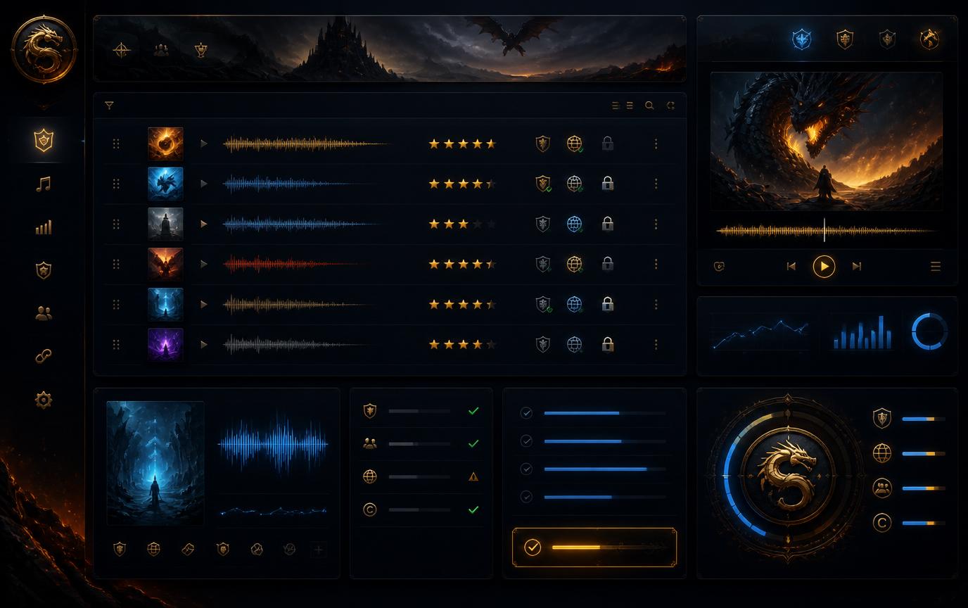 Draconic SongForge — a dark-fantasy release management dashboard for AI music creators
